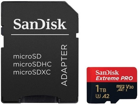 SanDisk Extreme Pro microSDXC 1TB + SD Adapter + Rescue Pro Deluxe 170MB/s A2 C10 V30 UHS-I U4
