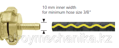 соединение шланга д.10 мм с помощью фитинга Гека