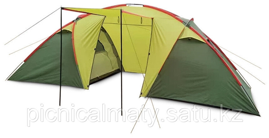 Палатка mir camping шестиместная с тамбуром и козырьком двухкомнатная 1002-6