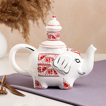 Чайник для заварки "Слон", бело-красный, 0.65 л