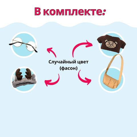 Мягкая игрушка собачка ЛаЛаФанФан «Сиба-ину» в очках и сменной одёжке {хит TikTok 2022} (Серый) - фото 8 - id-p98119642