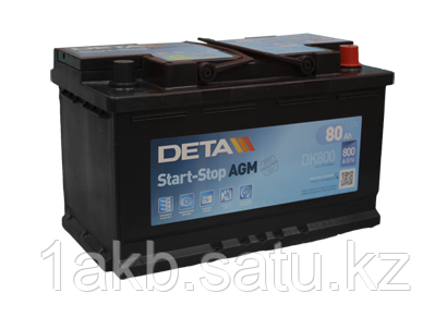 Аккумулятор DETA Start-Stop AGM 80 Ач, DK800 - фото 1 - id-p67281064