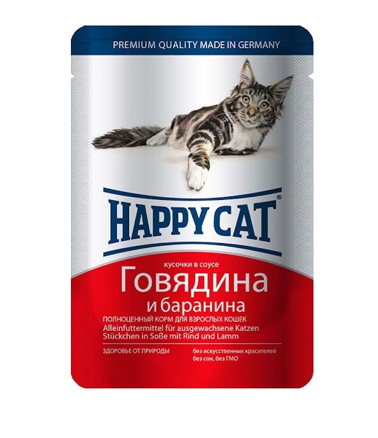 Happy Cat Влажный корм для кошек, говядина и баранина
