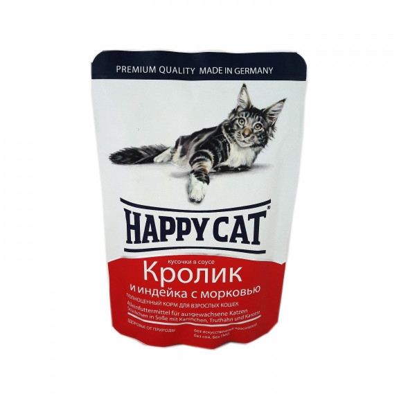 Happy Cat Влажный корм для кошек, кролик и индейка с морковью