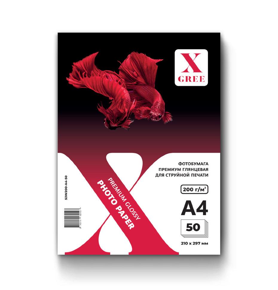 53W200-A4-50 Фотобумага для струйной печати X-GREE Глянцевая Premium A4*210x297мм/50л/200г NEW (20)
