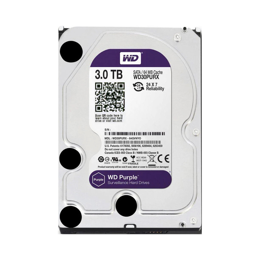 Жесткий диск, WD30PURX, HDD 3Tb, SATA 6Gb/s, 3.5"