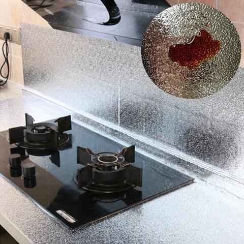Пленка-фольга самоклеющаяся «Защитный экран-стикер» от брызг масла на кухне (40 x 500 см / Серебряные узоры) - фото 7 - id-p98159883