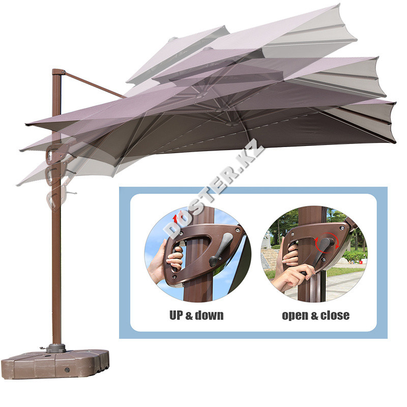Зонт квадратный с вентиляцией (3х3м), бежевый - фото 4 - id-p92808572