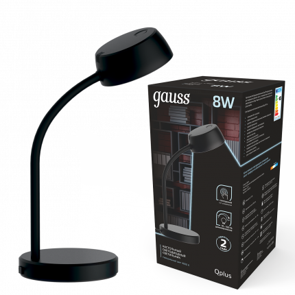 Светильник настольный Gauss Qplus модель GTL601 8W 600lm 4000K 170-265V черный диммируемый LED - фото 1 - id-p98178177