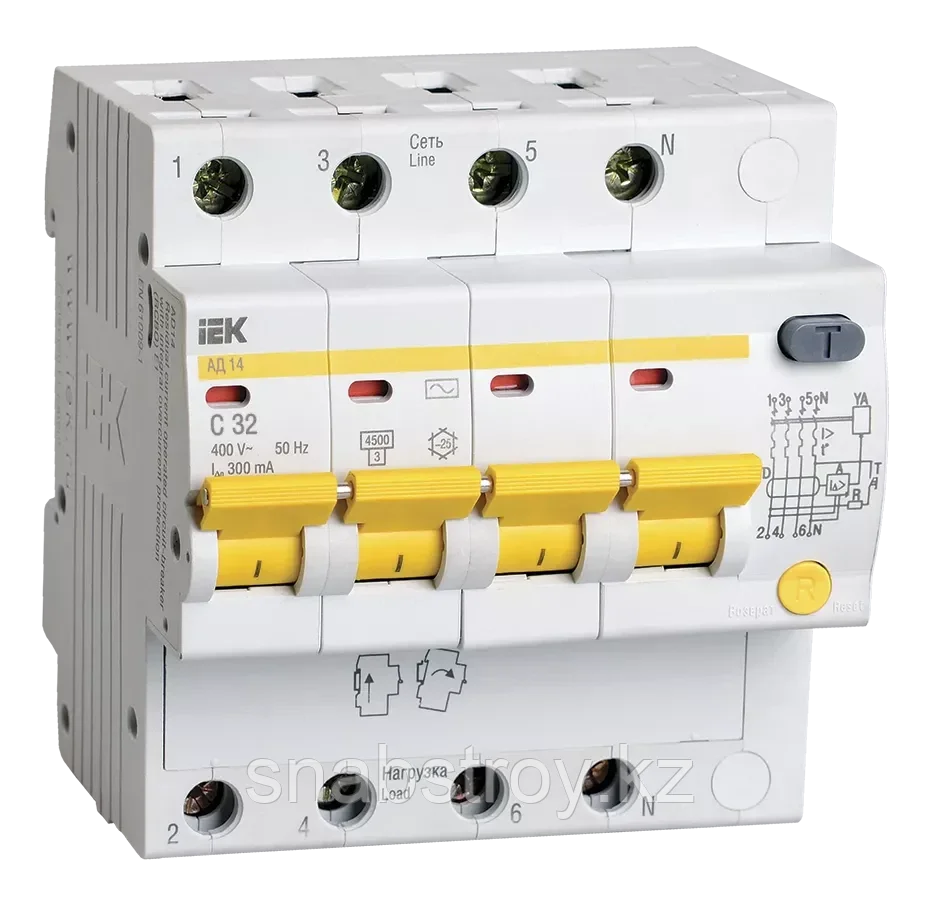 УЗО АД 14 (4ф) 32А (300мА) IEK (24) !!!