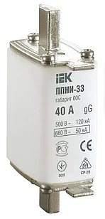 Плавкая вставка предохранителя ППНИ-33, габарит 00С,  40А   IEK
