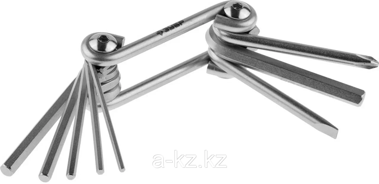 Набор ЗУБР Ключи "Мастер" имбусовые складные, Cr-V сталь, сатинированное покрытие, HEX 2-6 мм, SL 5 мм, PH № - фото 1 - id-p96677758