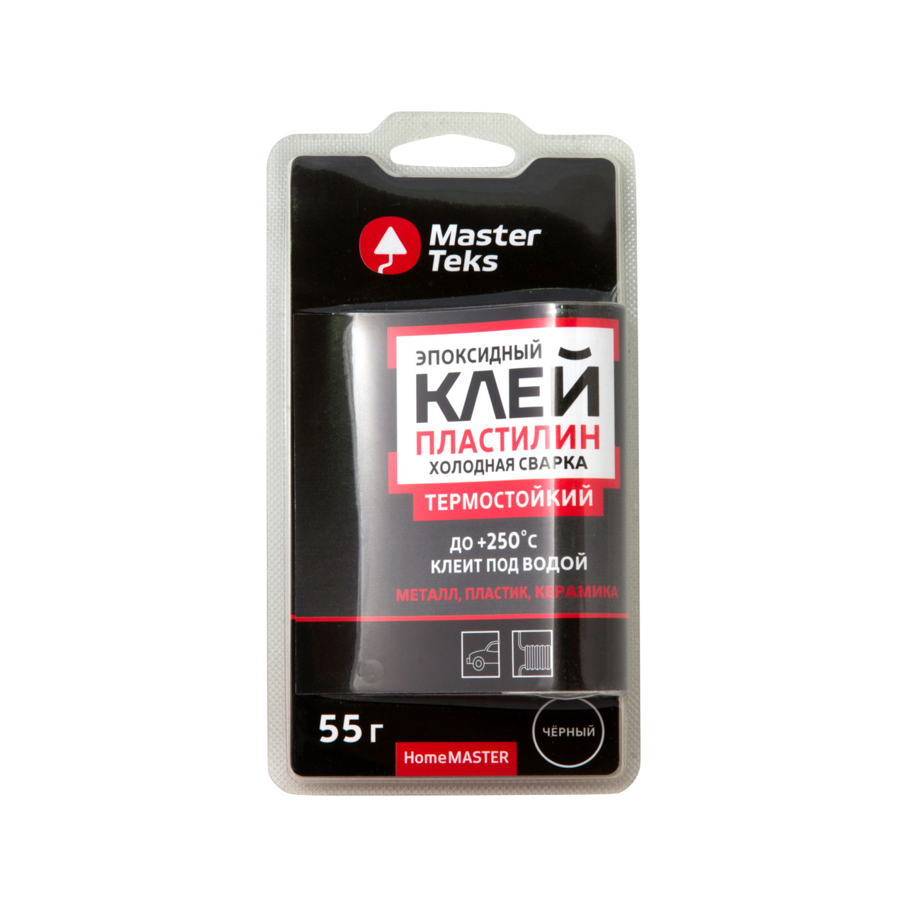 Клей-пластилин эпоксидный холодная сварка MasterTeks HomeMaster термостойкий 55 гр черный(18шт)