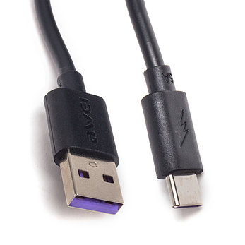 Интерфейсный кабель Awei USB-A/Type-C to Type-C CL-113T 2.4A/5A 30cm Чёрный, фото 2