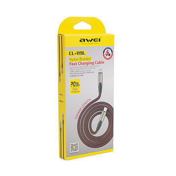 Интерфейсный кабель Awei Type-C to Lightning CL-119L 20W 9V 2.4A 1m Красный, фото 2