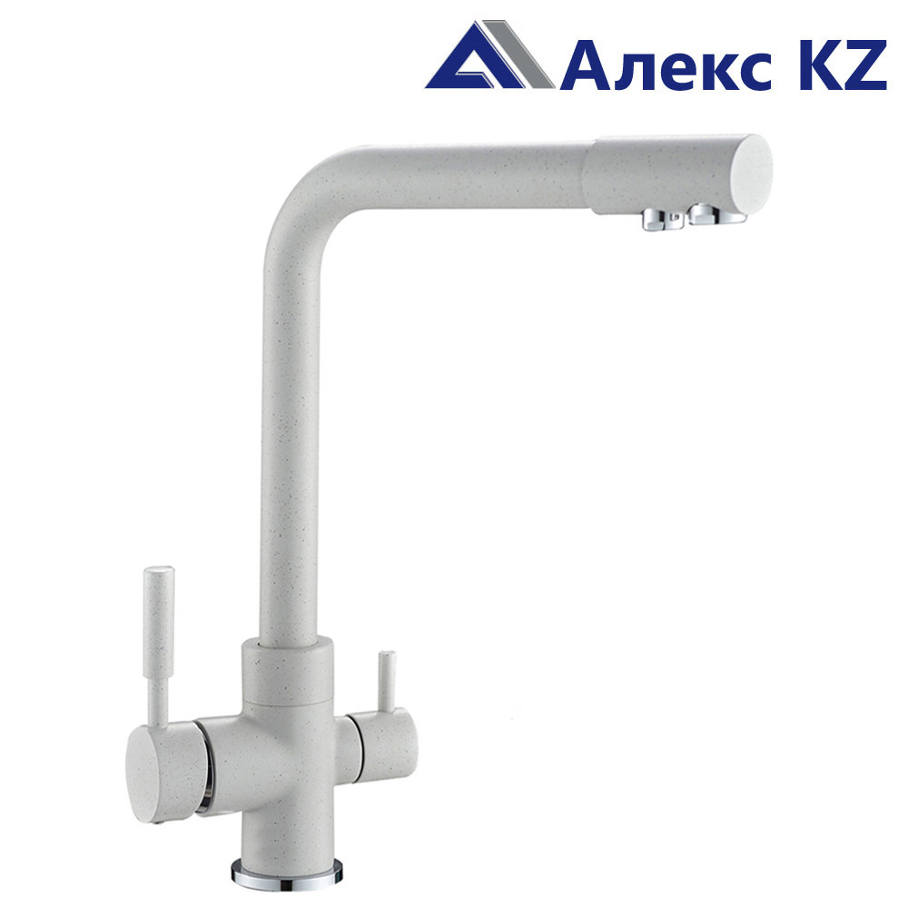 Смеситель ZEGOR SAF18-A092KW одноручный для кухни с подкл. к фильтру питьевой воды,гайка,белый