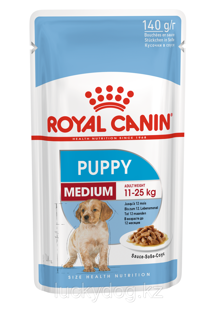 Royal Canin Puppy Medium Влажный корм для щенков собак средних размеров, 10 паучей по 140г