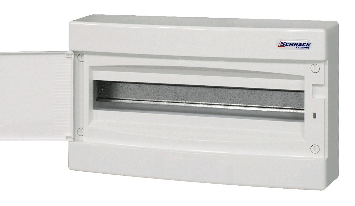 Щит 18 модулей, 1 ряд, белая дверца, накладной