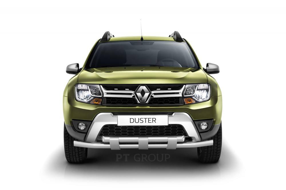 Защита переднего бампера двойная с пластинами Ø63/63мм (НПС) RENAULT Duster 2016-, фото 1