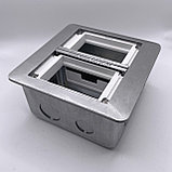 Напольный лючок на 6 модулей (22,5*45) металл, серебро, фото 2