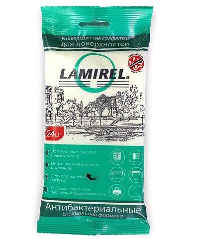 Антибактериальные универсальные чистящие салфетки Lamirel для поверхностей  24 шт  еврослот  мягкая