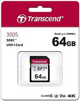 Карта памяти SD 64GB Class 10 U3 Transcend TS64GSDC300S