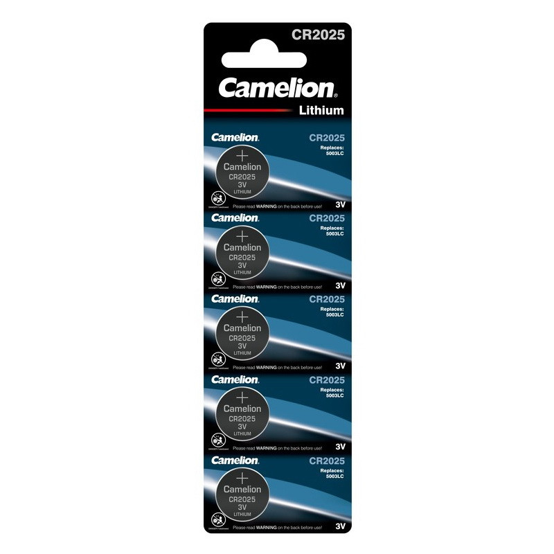 Батарейка литиевая Camelion, CR2025-BL5, 3В, блистер, цена за 1 шт.