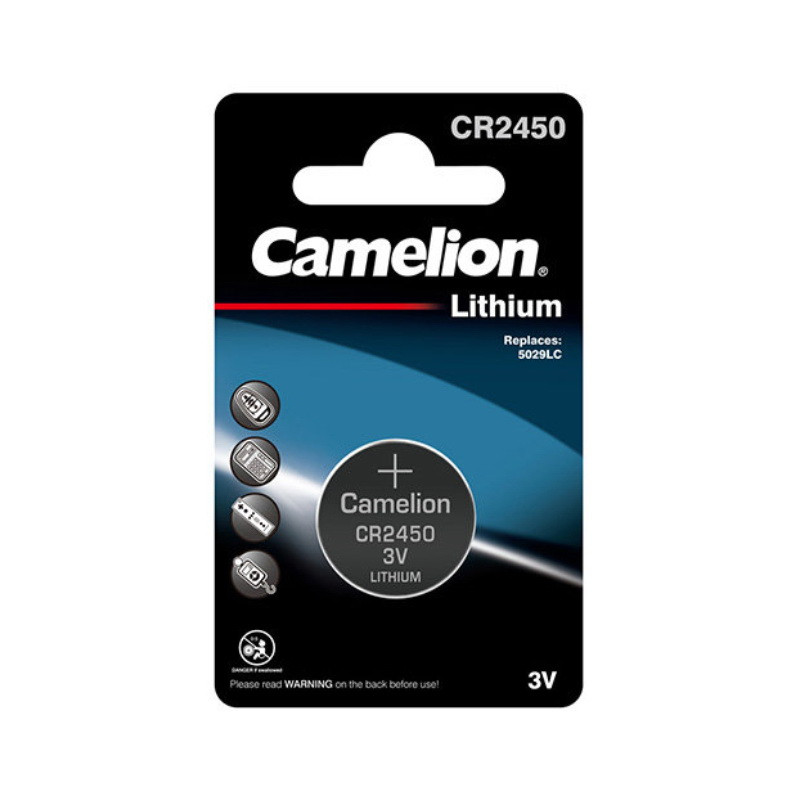 Батарейка литиевая Camelion, CR2450-BL1, 3В, блистер, цена за 1 шт.