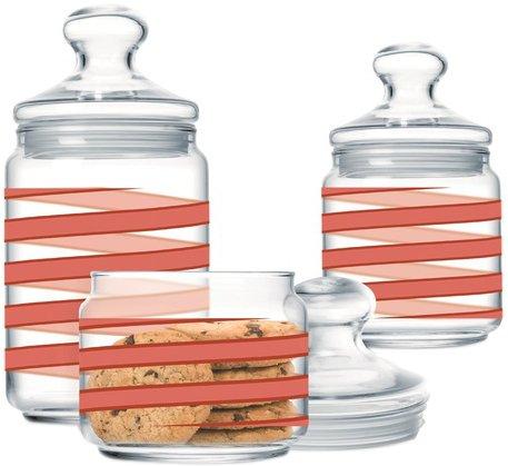 Набор банок для сыпучих Luminarc Spiral Red (3 шт.)