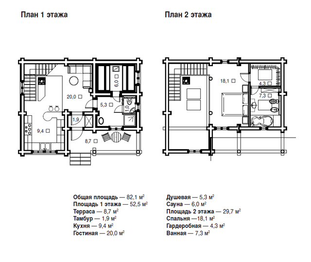 дом из сруба -  Проект №006 - план