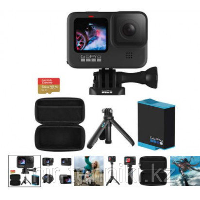 Экшн камера GoPro HERO9 Black + дополнительный  аккумулятор , монопод-штатив, карта памяти Micro SD 64Gb