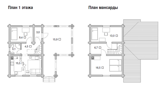 Дом из сруба -  Проект №009 - план
