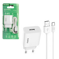 Сетевое зарядное устройство Kaku KSC-314, 1xUSB 5V-2.4A + кабель Type-C, White