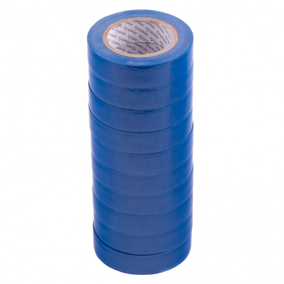Набор изолент ПВХ 15 мм х 10 м, синяя, в упаковке 10 шт, 150 мкм Matrix - фото 1 - id-p98260329