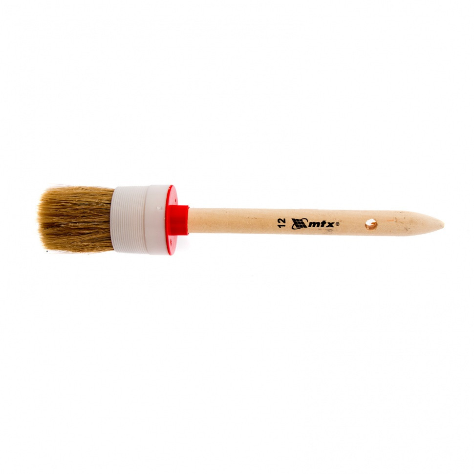 Кисть круглая №12 (45 мм), натуральная щетина, деревянная ручка MTX - фото 1 - id-p98258739