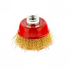 Щетка для УШМ, 65 мм, М14, "чашка", латунированная витая проволока Matrix