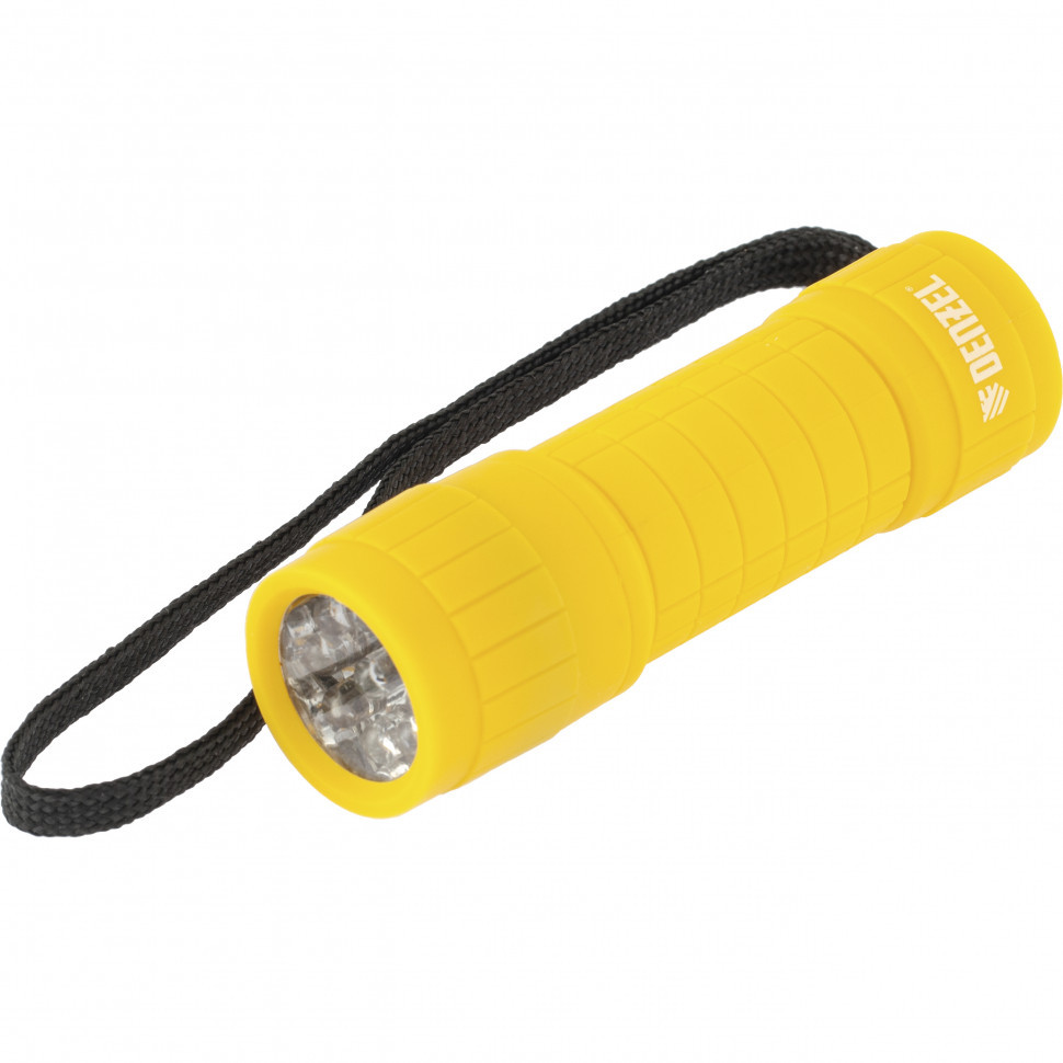 Фонарь светодиодный, желтый корпус с мягким покрытием, 9 Led, 3хААА Denzel - фото 1 - id-p98264745
