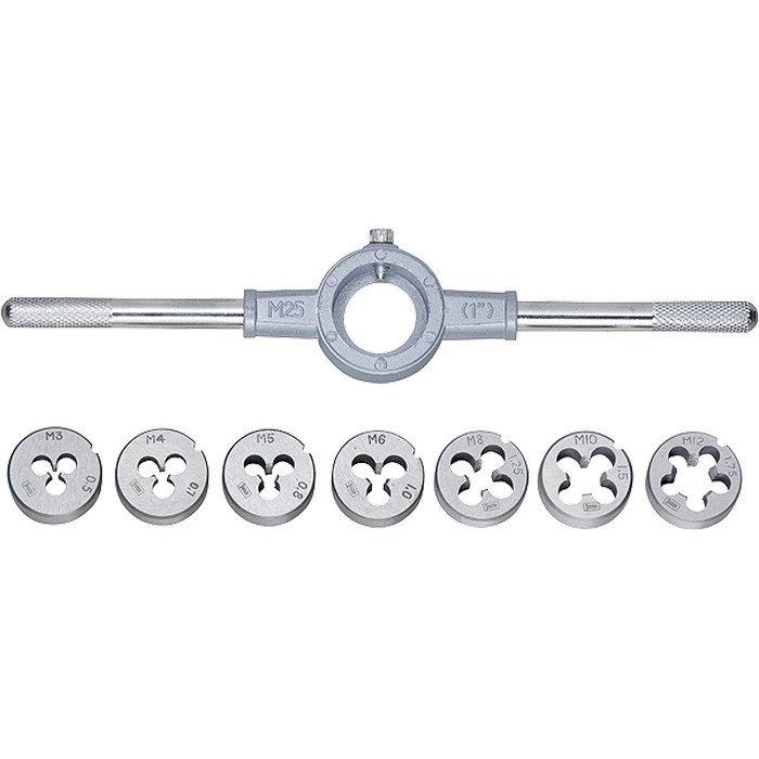 Набор плашек М3-М12, 8 предметов Сибртех, фото 1