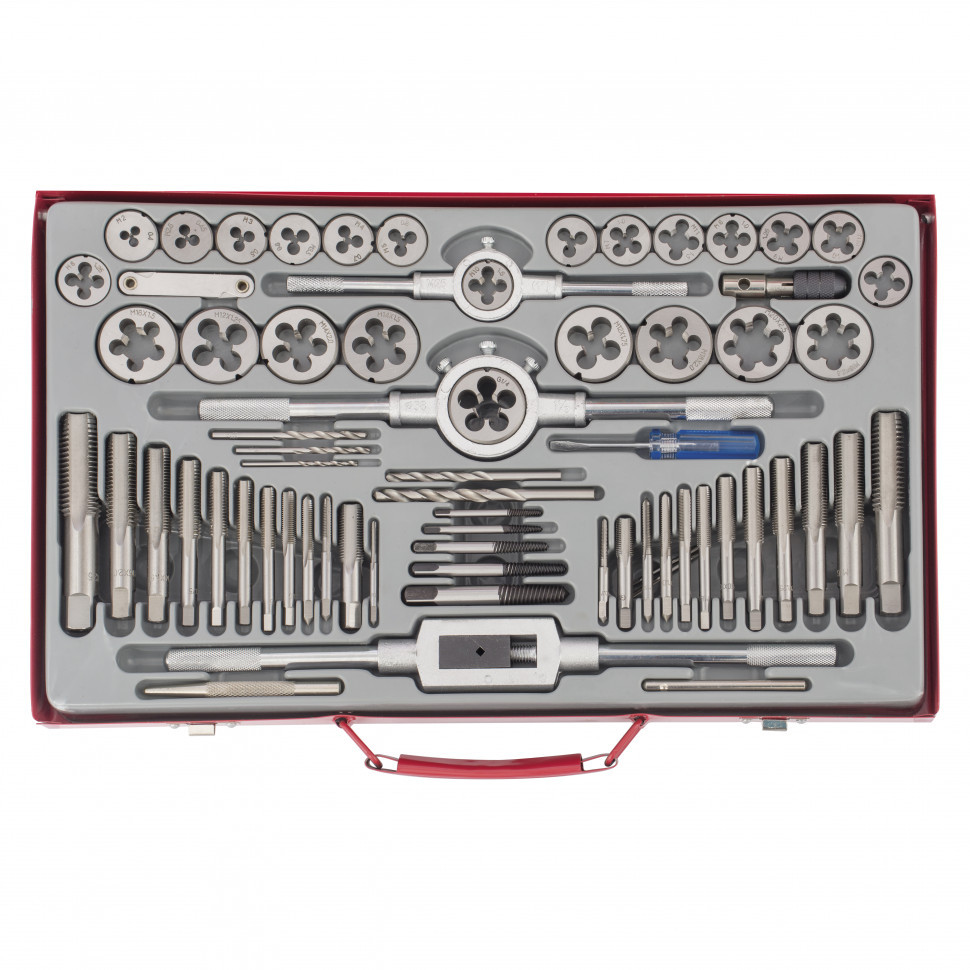 Набор метчиков и плашек М2-М20, 65 шт, металлический кейс Matrix, фото 1