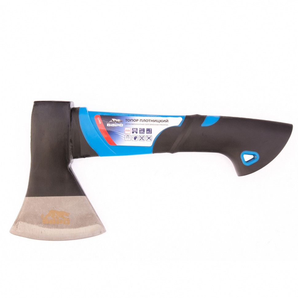 Топор плотницкий, 450 гр, двухкомпонентная обрезиненная рукоятка Барс, фото 1