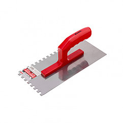 Болат тегістеуіш, 280 x 130 мм, айнамен жылтыратылған, пластмассадан жасалған массалық тұтқа, тіс 8 x 8 мм Matrix