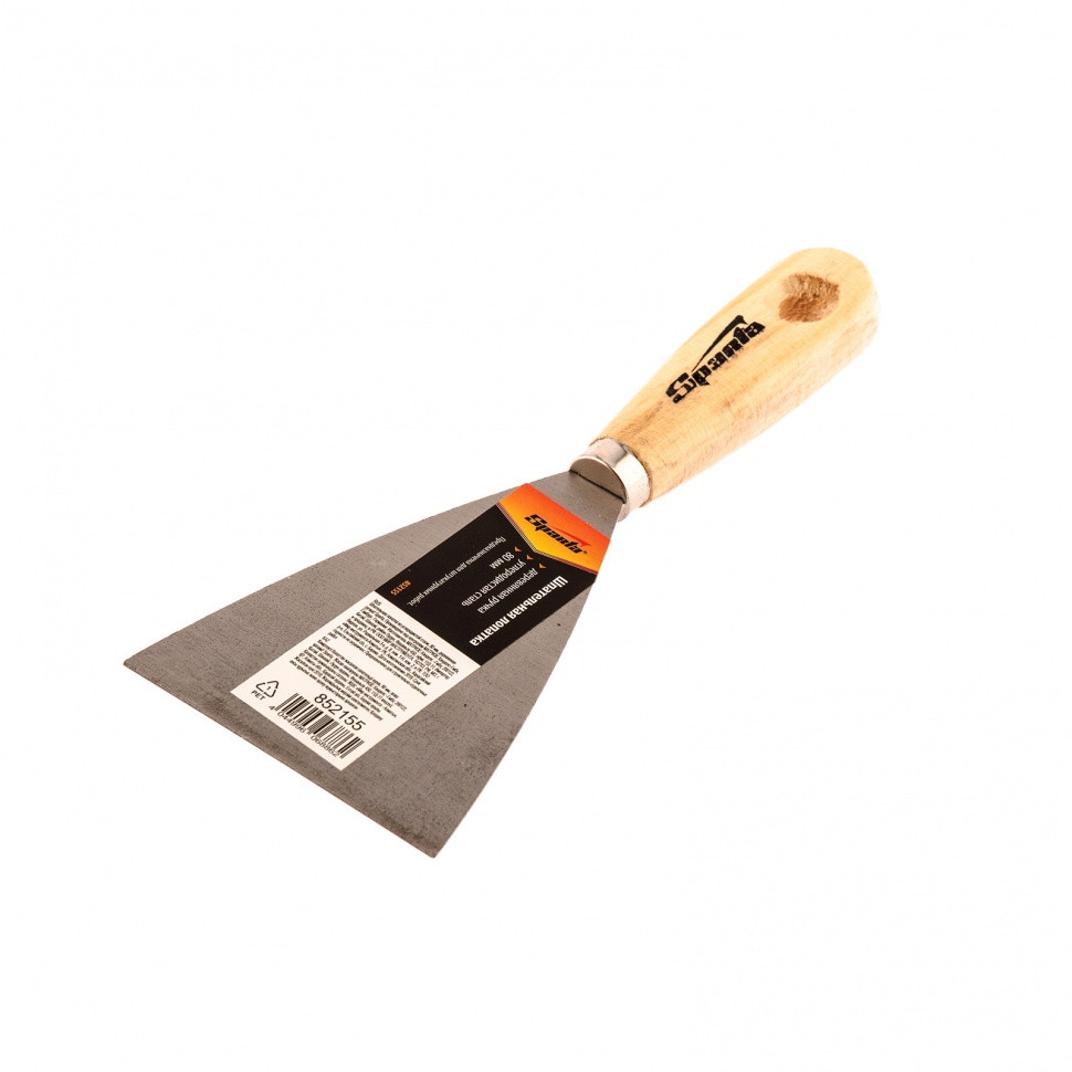 Шпательная лопатка из углеродистой стали, 80 мм, деревянная ручка Sparta - фото 1 - id-p98266076