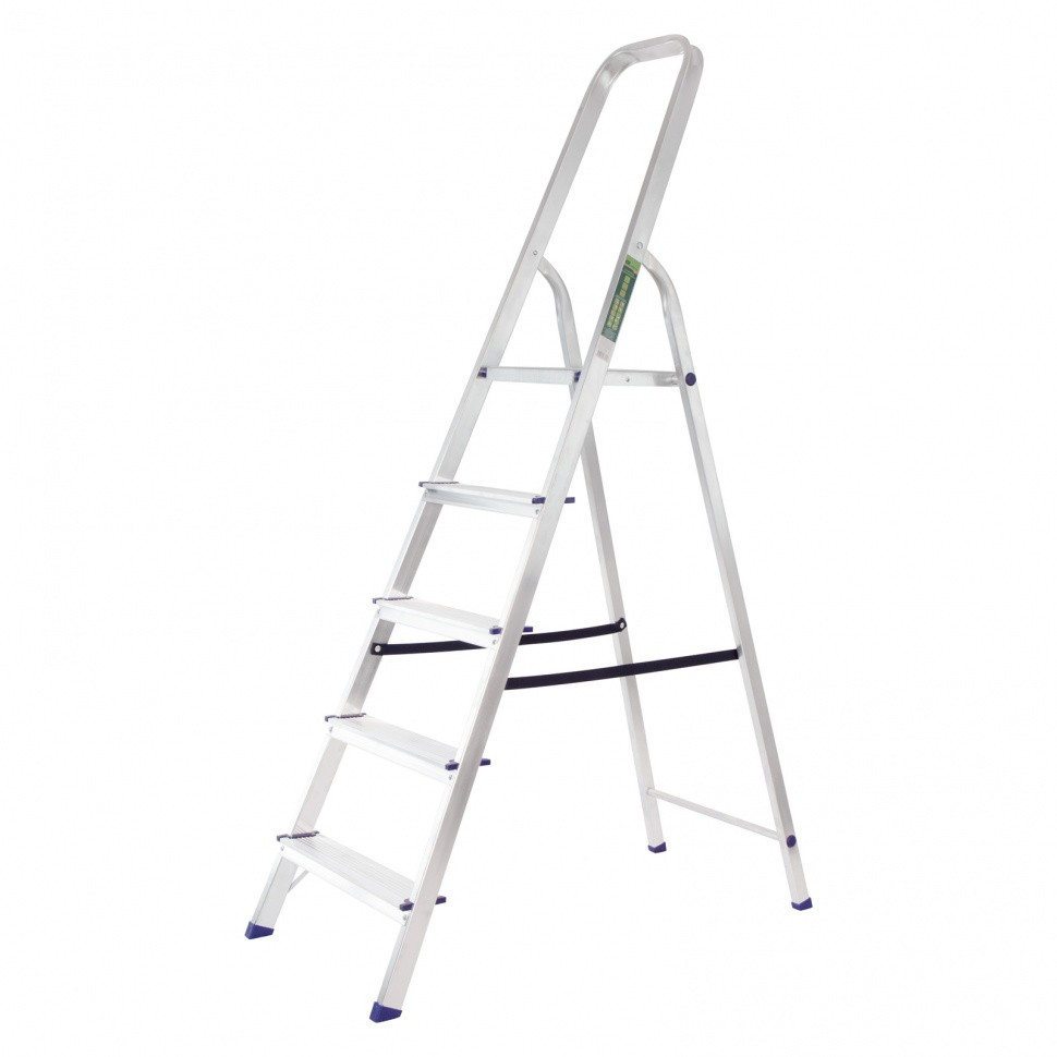 Стремянка алюминиевая 5 ступеней, нагрузка 150 кг Россия, Сибртех - фото 1 - id-p98273377