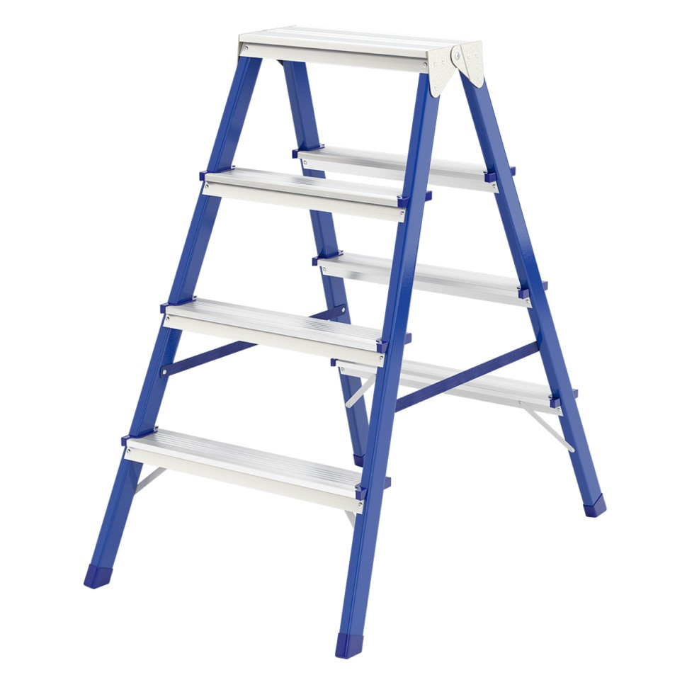 Стремянка двусторонняя 4 ступени, стальная, Россия, Сибртех - фото 1 - id-p98273389