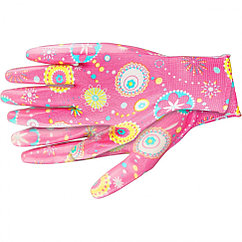 Нитрилді жалтыратылған полиэстерден жасалған бақша қолғаптары, қызыл, S Palisad