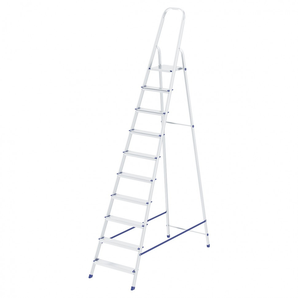 Стремянка алюминиевая 10 ступеней, нагрузка 150 кг Россия, Сибртех - фото 1 - id-p98273396