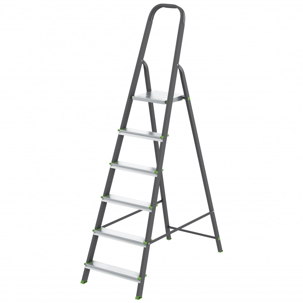 Стремянка, 6 ступеней, стальной профиль, алюминиевые ступени Россия Сибртех - фото 1 - id-p98273400