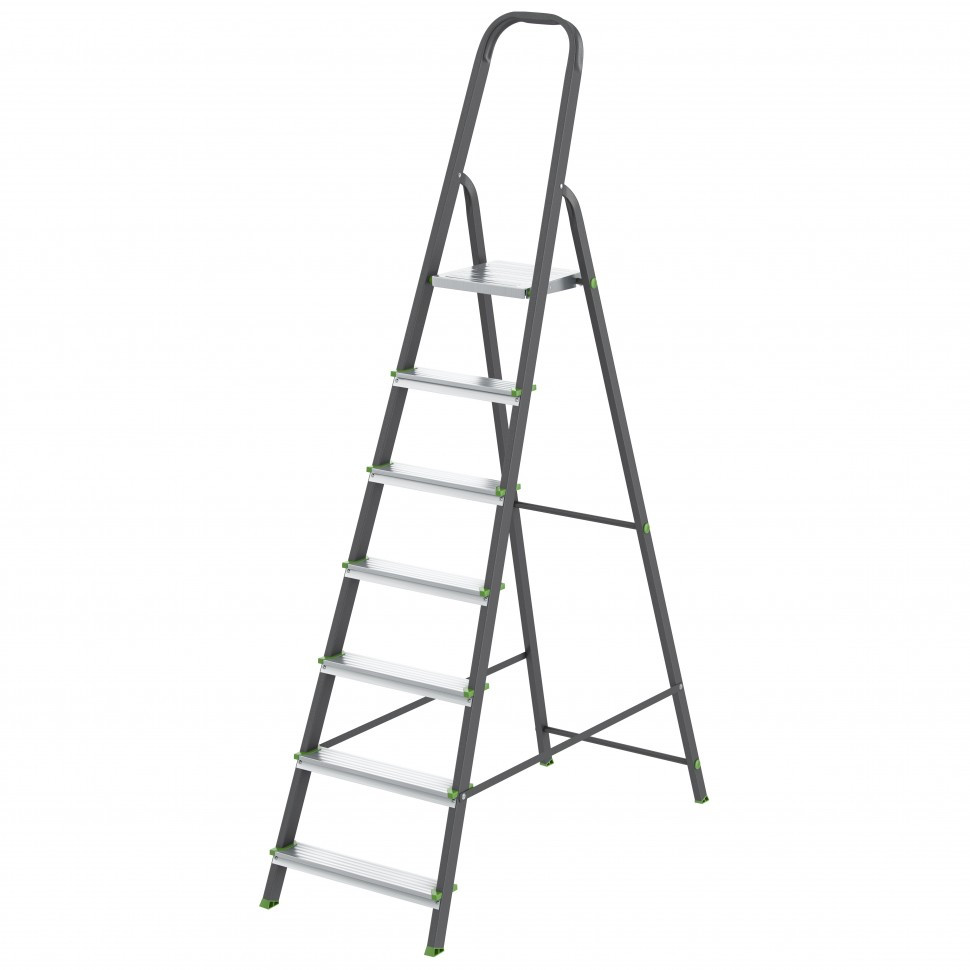 Стремянка, 7 ступеней, стальной профиль, алюминиевые ступени Россия Сибртех - фото 1 - id-p98273401