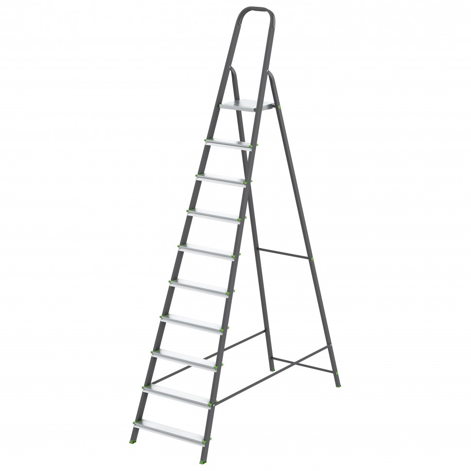 Стремянка, 10 ступеней, стальной профиль, алюминиевые ступени Россия Сибртех - фото 1 - id-p98273404