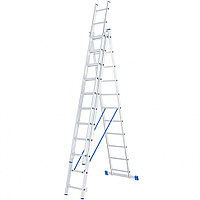 Лестница трехсекционная , 3 х 11 ступеней, алюминиевая, Россия, Сибртех